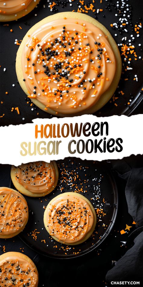 Halloween Cookies Cut Out, Halloween Frosted Cookies, Halloween Sugar Cookie Recipe, Halloween Frosted Sugar Cookies, Halloween Sugar Cookies Recipe, Easy Halloween Sugar Cookies, Halloween Buttercream Cookies, Sugar Cookies Halloween, Uni Recipes