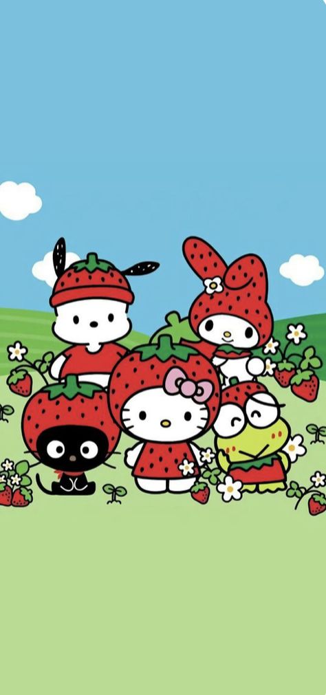 Hello Kitty And Her Friends, Hello Kitty Wallpapers, Hello Kitty Strawberry, Sanrio Wallpapers, Whats Wallpaper, Hello Kitty Wallpaper Hd, Images Hello Kitty, Walpaper Hello Kitty, Hello Kitty Characters