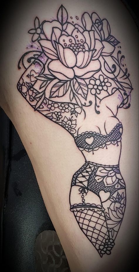 My badass tattoo Lady Silhouette Tattoo, Mermaid Angel Tattoo, Bold Feminine Tattoos, Girly Leg Sleeve Tattoo, Inner Thigh Tattoos Women, Strong Women Tattoos, Victorian Style Tattoos, Head Explosion, Empowerment Tattoo