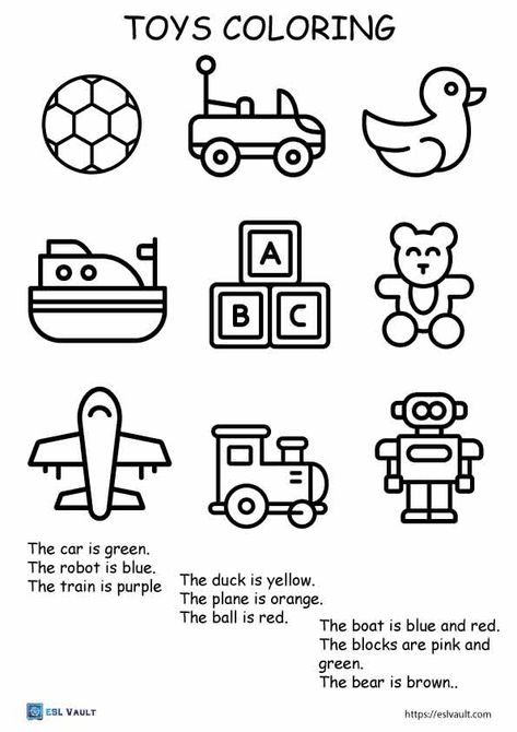 Esl Preschool Worksheets, Toys Preschool Activities, Kindergarten Activities English, Activies For Kindergarten, My Toys Activities, Interesting Activities For Kids, English Kindergarten Activities, Preschool Worksheets For Kids, Toys Activities For Kids Worksheets