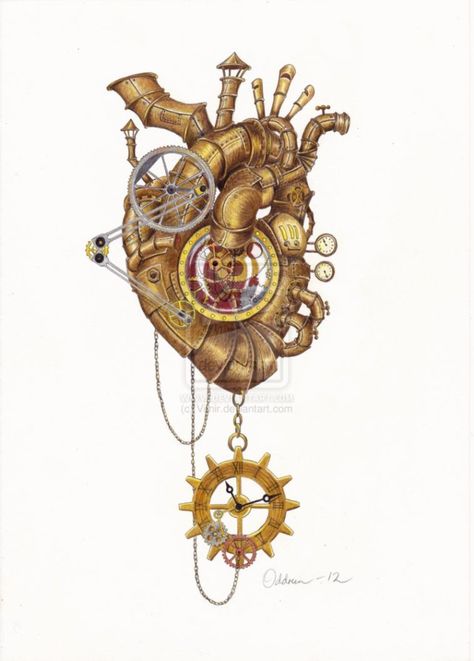 His Frozen Heart - Mechanized Masterpieces | The J. Aurel Guay Archive Steampunk Heart Art, Mechanical Heart Drawing, Human Heart Art, Steel Drawing, Mechanical Heart, Anatomical Heart Art, Steampunk Glasses, Steampunk Heart, Frozen Heart