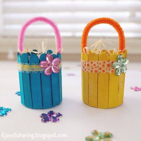 easter crafts for kids Flower Art Projects, Preschool Popsicle, Projects For Preschool, Easter Basket Craft, Easter Basket Crafts, Easter Crafts Preschool, Airplane Crafts, Easter Arts And Crafts, Basket Crafts