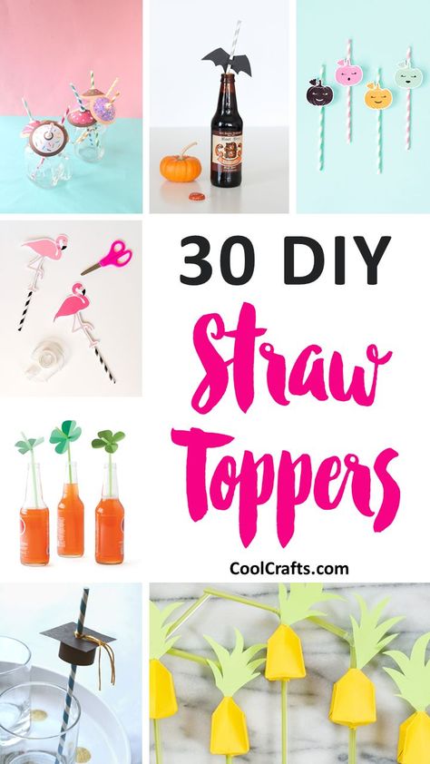 Straw Toppers Diy, Coolest Crafts, Diy Straw, Cool Crafts, Fun Straws, Straw Decorations, Diy Donuts, Food Bars, Toppers Diy