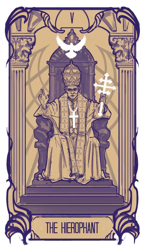 ArtStation - 5. The Hierophant, Arnesson Art / Thomas hugo Tarot Cards Art Illustration, Benedict Xvi, Art Thomas, Vintage Tarot, The Hierophant, The Pope, Tarot Cards Art, Tarot Art, Number 6