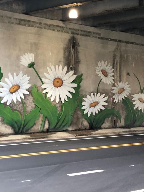 Flower Murals Outdoor, Summer Mural Ideas, Flower Mural Outdoor, Outdoor Murals Backyards, Shed Murals Outdoor, Fence Mural Ideas Backyards, Outdoor Wall Murals Backyards, Garden Mural Outdoor Wall Art, Garden Wall Painting Ideas