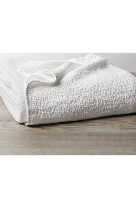 Free shipping and returns on Coyuchi Cascade Matelassé Organic Cotton Blanket at Nordstrom.com. Matelassé quilting inspired by Indian kantha cloth gives inviting texture to this light and lofty coverlet crafted in Portugal from fine organic cotton. Kantha Cloth, Organic Cotton Blanket, White King, Alpine White, Wool Dryer Balls, Organic Cotton Yarn, Cotton Textile, Creative Things, Bedspread Set