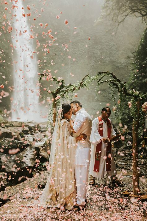 6 amazing Bali elopements and tips on planning your own Bali Waterfall Wedding, Mauna Lani Hawaii Wedding, Indian Wedding Location, Desi Destination Wedding, Bali Elopement Weddings, Wedding In Bali Indonesia, Bali Wedding Ceremony, Bali Indian Wedding, Bali Destination Wedding