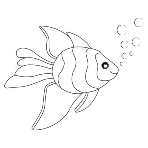 Fish Coloring Page Under Water With Bubbles Outline Pictures, Fish Coloring, Fish Coloring Page, Halloween Coloring Book, Kids Coloring Book, Fish Drawings, Halloween Coloring Pages, Under Water, Printing Design