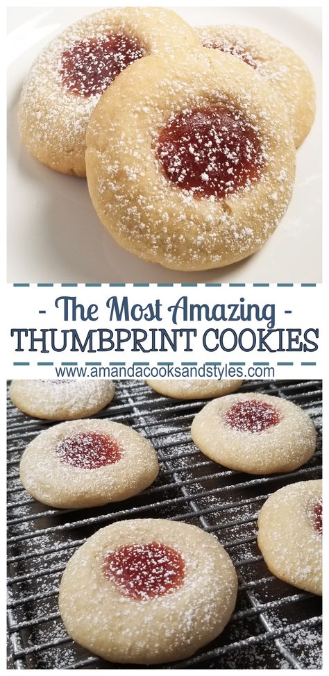 The Best Thumbprint Cookies Recipe, Soft Thumbprint Cookies Recipe, Ham Thumbprint Cookies, Buttery Thumbprint Cookies, Jam Thumbprint Cookies Easy, Thumbprint Cookies Recipe Cream Cheeses, Christmas Cookies Jelly Thumb Prints, Strawberry Jam Cookies Thumb Prints, Jam Dot Cookies