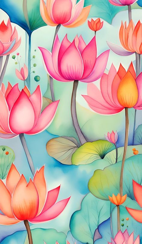 Lotus Wallpaper Aesthetic, Lotus Background, Gold Jewellery Necklace, Lotus Flower Wallpaper, Lotus Wallpaper, Ideas Watercolor, Lilies Flowers, Watercolor Aesthetic, Lotus Flower Art