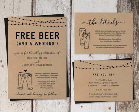 20 clever and funny wedding invitations Wedding Invite Wording Funny, Beer Themed Wedding, Wedding Invitation Wording Examples, Funny Invitations, Funny Save The Dates, Beer Wedding, Funny Wedding Invitations, Brewery Wedding, Beer Theme