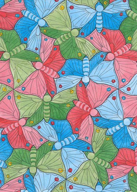 McEscher no 70 #tessellation #geometry #symmetry #handmade #mathart #regolo54_mcescher #mauritiuscorneliusescher #watercolor #aquarelle #escher Tessellation Patterns Step By Step, Tessellation Patterns Geometry, Tesselations Pattern Ideas, Tesselation Art, Geometrical Prints, Escher Tessellations, Tessellation Art, Tessellation Patterns, Steam Projects