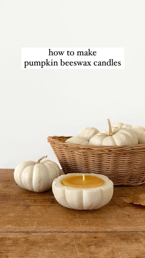 Pumpkin Beeswax Candle, Mini Pumpkin Candle Holders, Pumpkin Candles Diy, November Adult Crafts, Easy Homemade Fall Decorations, Thanksgiving Craft Adult, Adult Fall Crafts Diy, Fall Craft Adult, Halloween Diy Candles