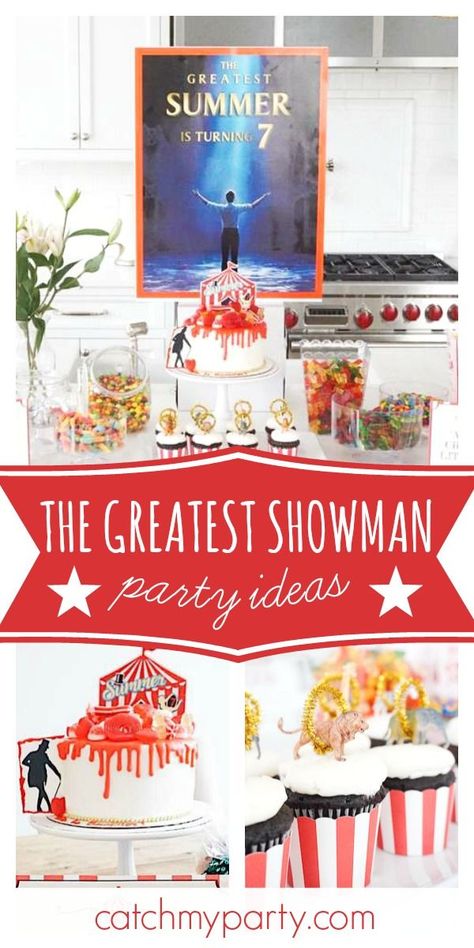 The Greatest Showman Birthday Party, Greatest Showman Birthday Party, Greatest Showman Party, Circus Party Foods, Carnival Party Foods, Girls 9th Birthday, Vintage Party Ideas, Circus Cakes, Birthday 2023