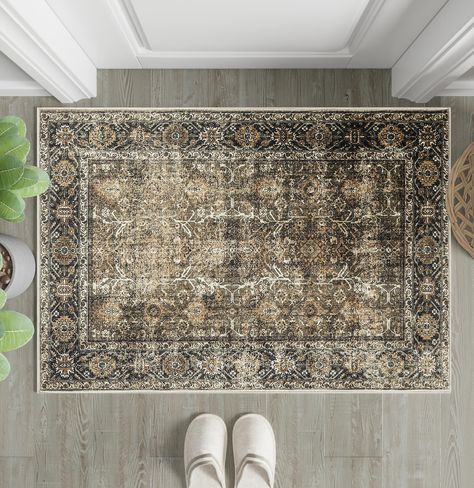 Dark Office Rug, Mud Room Rug Ideas, Brown Entryway, Rug For Office, Playroom Kitchen, Future Decor, Indoor Kitchen, Mat Living Room, Rug Retro