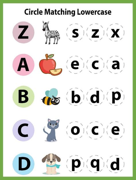 Match Letters With Pictures, Letter Matching Worksheet, Types Of Sentences Worksheet, Abc Activity, Nursery Worksheets, Letter Worksheets For Preschool, Small Alphabets, Holiday Homework, Alphabet Recognition