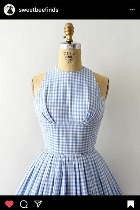 Vintage Gingham Dress, Plaid Dresses, Flat Pattern, Mid Century Fashion, Sew Simple, 1930s Dress, Diy Clothes Life Hacks, Wardrobe Inspiration, Sewing Design