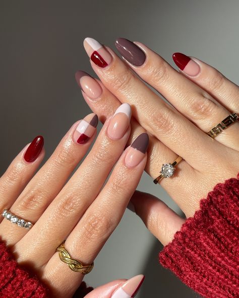 Fall nails are in full effect 🍁 • @oliveandjune Sculpture Wing Patron of the Arts Garnet Glass ——— @lightslacquer Clueless 🍁use code KRISTIN to save (affiliate) • • • #nailinspo #naturalnails #smallbusiness #almondnails #coffinnails #squarenails #roundnails #nailartist #nailtech #nails #nailart #cutenails #longnails #nailtutorial #nailtutorials #nailarttutorial #nailvideo #nailvideos #summernails #fallnails #oliveandjune #lightslacquer Nail Autumn, Shellac Nails Fall, Bow Nail Designs, Fall Thanksgiving Nails, Almond Gel Nails, Dark Pink Nails, Classy Acrylic, Kutek Disney, Colourful Nails