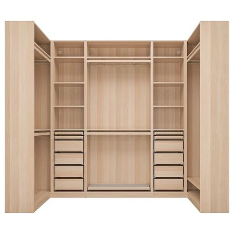 Walk In Wardrobe Narrow Space, Ikea Pax Corner Wardrobe, Pax Corner, Pax Corner Wardrobe, Dressing Ikea, Garderobe Design, Armoire D'angle, Corner Wardrobe, Ikea Pax Wardrobe