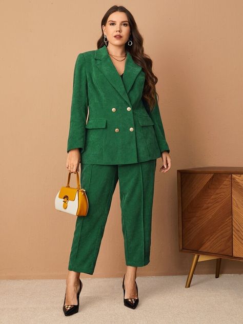 Formal Suits For Women Plus Size, Blazer Cord Set, Woman Suit Plus Size, Vest Outfits 2023, Elegant Plus Size Outfits Classy, Graduation Suits For Women, Plus Size Suits For Women, Hijab Plus Size, Elegant Plus Size Outfits