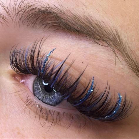 Glitter Spikes Lash Extensions, Blue Glitter Lash Extensions, Winter Lash Extensions, Glitter Lashes Extensions, Christmas Eyelash Extensions, Lash Extensions Glitter, Blue Eyelash Extensions, Blue Lash Extensions, Glitter Eyelash Extensions