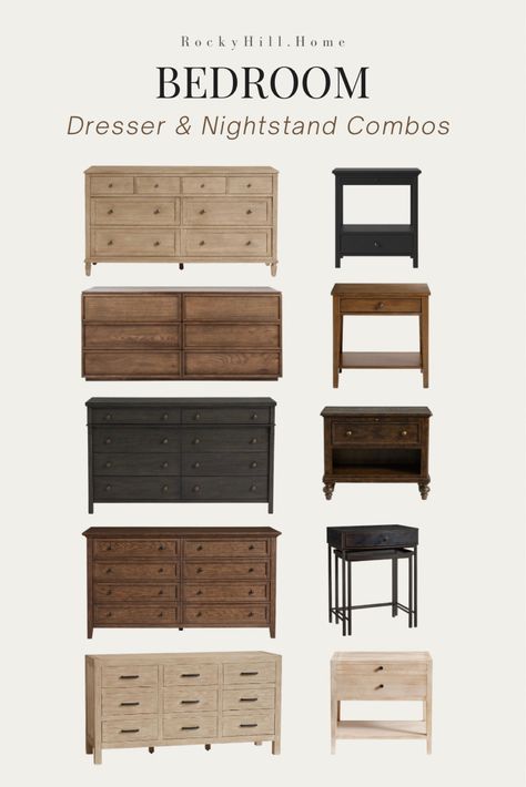 Shop Prescott Nightstand and other curated products on LTK, the easiest way to shop everything from your favorite creators. Master Bedrooms Furnished, Mixed Dressers In Bedroom, Diy Dresser And Nightstand, Transitional Bedroom Dresser, Mix And Match Nightstand And Dresser, Mix Match Nightstand And Dresser, Bed With Two Nightstands, Bedroom Furniture Mismatched, Master Bedrooms Decor Target