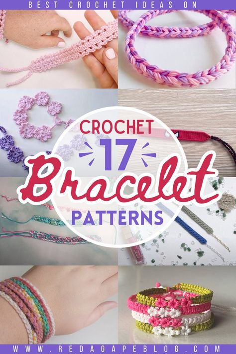 Free Crochet Bracelet Patterns Simple, Crochet Pattern Bracelet, Crocheted Friendship Bracelets, Crochet Friendship Bracelets Free Pattern, Simple Crochet Bracelet, Crochet Friendship Bracelet Pattern Free, Knitted Bracelets Pattern, Free Bracelet Patterns, Trending Crochet Projects