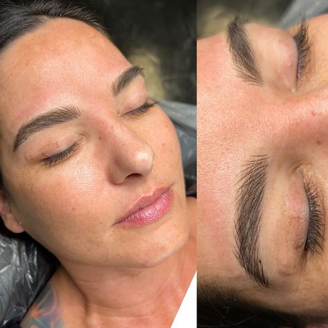 I have an obsession with these natural nano brows, swipe to see what we started with 👉🏻 Want to learn how to create nano brows? Next beginners course starts November 17th! Link in bio for more information. #nanobrows #nanobrowspmu #nanobrowtraining #sandiegobrows #sandiegobrowartist #sandiegomakeupartist #sandiegomicroblading Eyebrow Nanoblading, Subtle Laminated Brows, Natural Nano Brows, Nano Eyebrows, Dark Blonde Microbladed Eyebrows, Nano Brows, Brow Artist, Microblading, Eyebrows