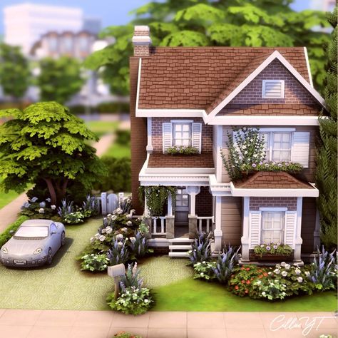 Small House Plans Sims 4, 20x15 Sims 4 House Plan, Cute Sims 4 Base Game Houses, Sims 4 House Plans Base Game, Sims 4 Cozy House Base Game, Sims Houses Small, Sims 4 House Newcrest, Newcrest Sims 4 House, Small Base Game House Sims 4