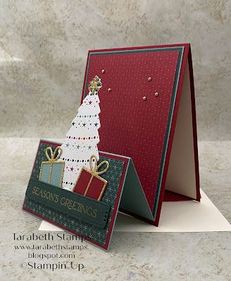 Double Fold Easel Card Tutorial, Stampin Up Home Decor Projects, Paper Greeting Cards Ideas, Su Lights Aglow Cards, Stampin Up Lights Aglow Suite, Stampin Up Easel Cards, Gift Of Giving Stampin Up Cards, Christmas Fun Fold Cards, Stampin Up Christmas Lights 2022