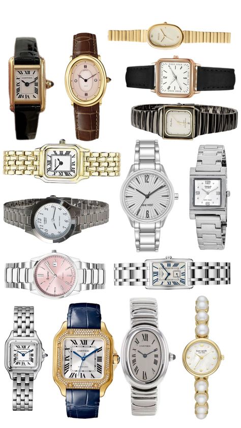 #vintageaesthetic #watches #iget #asesthetic #poupular Old Money Watches, Old Money Accessories, Old Money Watch, Classy Watch, Jewelry Essentials, Slides Shoes, Vintage Aesthetic, Old Money, Cartier