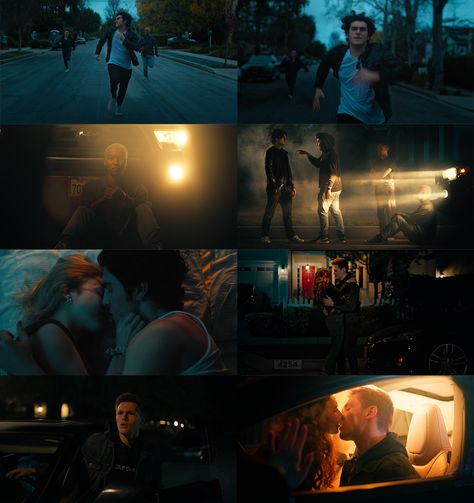 Blue And Yellow Cinematography, Nighttime Cinematography, Coming Of Age Cinematography, Coming Of Age Aesthetic Movie, Teen Drama Aesthetic, Aesthetic Coming Of Age, Orange And Teal Aesthetic, Filmmaking Cinematography Aesthetic, Car Cinematography