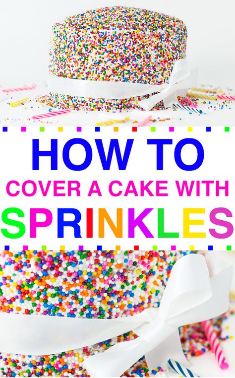 HOW TO VIDEO: How To Cover A Cake With SPRINKLES! @tablespoon #tablespoon #ad 3rd Birthday Sprinkle Party, Sprinkle Side Of Cake, Confetti Birthday Cake Ideas, Sprinkle Cake Tutorial, Funfetti Sprinkle Cake, How To Make A Sprinkle Cake, Cake Decorated With Sprinkles, Cakes With Sprinkles Inside, Sprinkle Designs On Cake