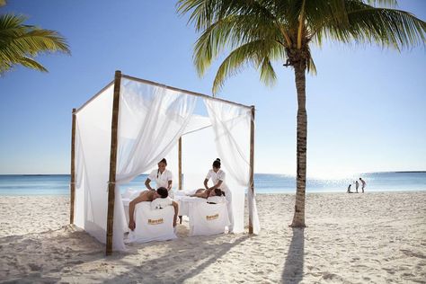 The private massages on the beach are probably one of the best things to do on your stay in our beautiful Resort.   #enjoyBarcelo #BarceloMayaBeachResort #RivieraMaya #massage #PamperYourself Barcelo Maya Beach, Barcelo Maya Palace, Beach Massage, Cancun Photos, Peninsula Hotel, Bahamas Island, South Of Spain, Tropical Resort, Most Beautiful Beaches