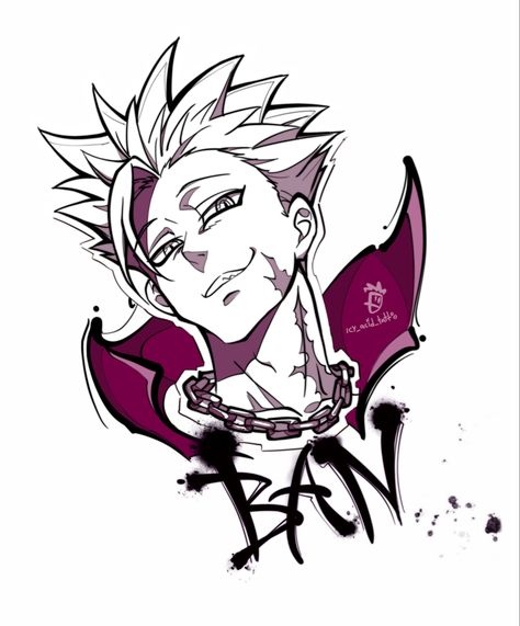 Inst: icy_acid_tattoo Ban Seven Deadly Sins Tattoo, Ban Drawing, 7 Deadly Sins Tattoo, Seven Deadly Sins Tattoo, Cruz Tattoo, Cute Dragon Drawing, Tattoo Anime, Dragon Ball Painting, Drawing Stencils