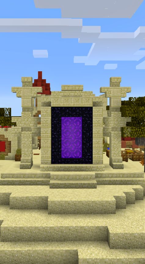 Building a Nether Portal in my Desert Village Desert Nether Portal Design, Minecraft Desert Nether Portal, Desert Nether Portal, Portal Design Minecraft, Nether Portal Ideas, Minecraft Portal Design, Minecraft Timelapse, Nether Portal Design, Minecraft Desert