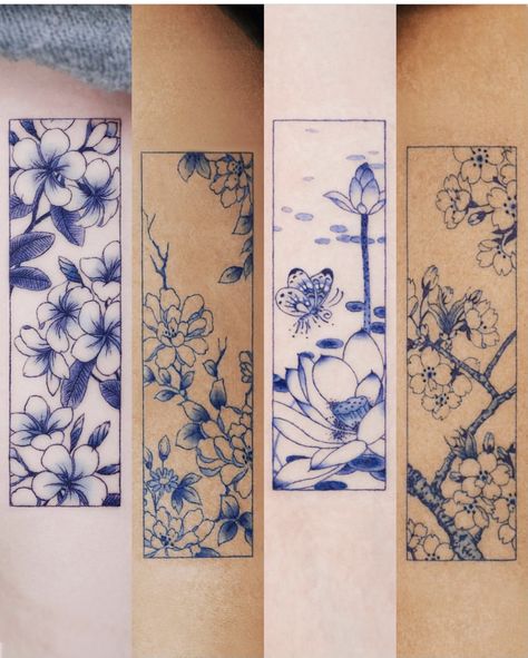 Blue Ink Tattoos, Sakura Tattoo, 16 Tattoo, Framed Tattoo, Blue Tattoo, Cute Little Tattoos, Asian Tattoos, Lily Tattoo, Blossom Tattoo