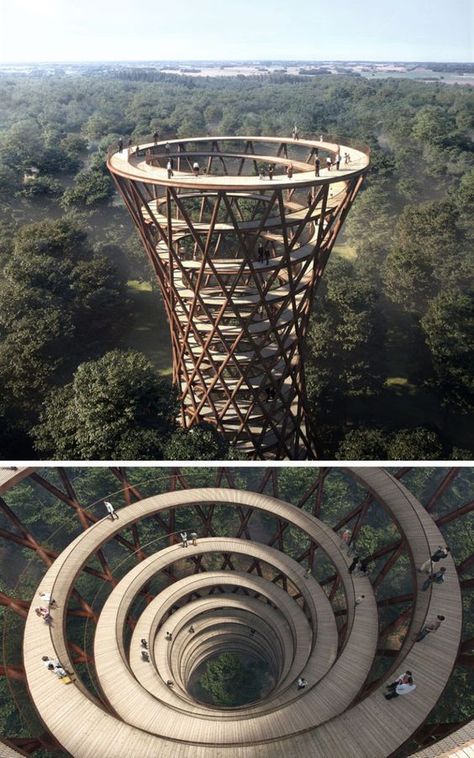 Designed by Danish architecture firm EFFEKT, The Treetop Experience of the Camp Adventure recreation park in Denmark, will debut in the summer of 2018. Danish Architecture, Arsitektur Masjid, Layout Architecture, Baroque Architecture, Unique Architecture, Adventure Camping, Futuristic Architecture, Mechanical Engineering, Beautiful Places To Travel