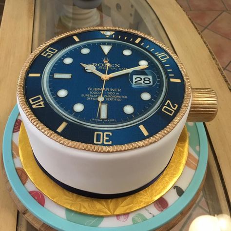 Rolex Watch Cakes For Men, Watch Cake Designs For Men, Rolex Cake For Men, Rolex Watch Cake, Rolex Cake, Watch Cake, Cake Design For Men, Unique Cakes Designs, Birthday Cake For Husband