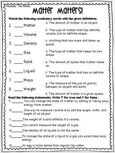 Grade 2 Science, Fourth Grade Science, Matter Worksheets, Second Grade Science, First Grade Science, Summative Assessment, Third Grade Science, 8th Grade Science, Matter Science