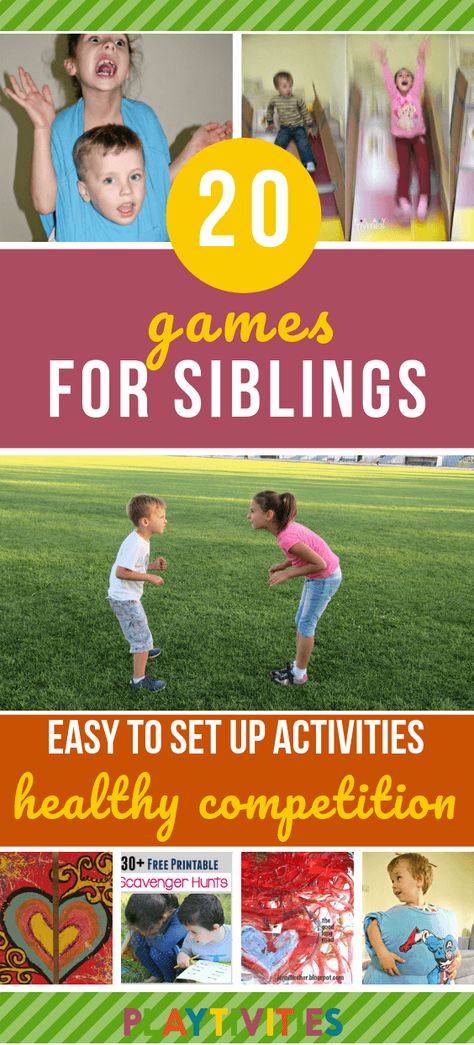 20 Sibling Games To Bond, Compete and Cooperate! Activities for siblings that are easy to set up, can be played independently, help siblings bond, be a team member and even have some healthy competition. I picked our favorite sibling activities to share with you today!#SiblingGamesForKids#HilariousGamesForFamily#GamesForFamily #ActivitiesForKids#TimeWithFamilyIdeas#ActivitiesIdeasForKids #20SiblingGames#MustPlayGamesForKids Sibling Games, Activities For Siblings, Sibling Activities, Contouring Guide, Family Reunion Activities, Sibling Bonding, Healthy Competition, Favorite Sibling, Word Challenge