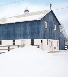 A blue barn in the snow.  Just beautiful.... Blue Barn, Le Grand Bleu, Barn Pictures, Country Barns, Barns Sheds, Beautiful Farm, Farm Barn, White Barn, Red Barns