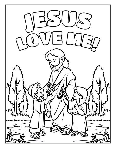 Easter Sunday Drawing, Easter Jesus Coloring Pages, Jesus Loves Me Coloring Pages For Kids, Bible Coloring Book, Jesus Loves Me Coloring Page, Jesus Coloring Pages Printables, Vpk Worksheets, Church Coloring Pages, Sunday School Coloring Sheets