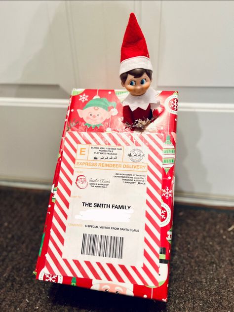 Our elf arrived via Express Reindeer Delivery! Elf On The Shelf Delivery Ideas, Elf On The Shelf Welcome, Elf Delivery, Elf Ideas Easy, Elf On Shelf, Wedding Marketing, Elf Ideas, Shelf Ideas, Christmas Market