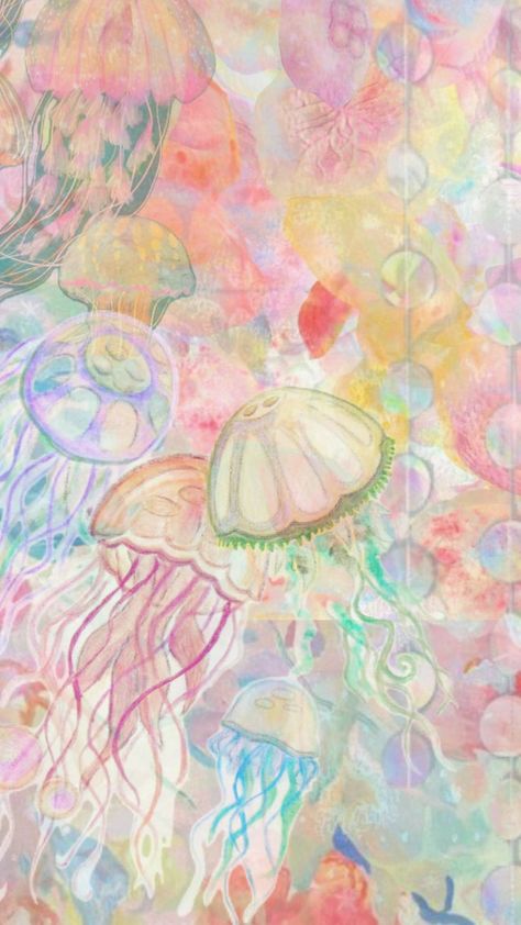 Aesthetic Jellyfish, Art Mignon, Ocean Wallpaper, Ocean Vibes, Iphone Wallpaper Themes, Mötley Crüe, Cute Patterns Wallpaper, Dreamy Art, Pastel Wallpaper