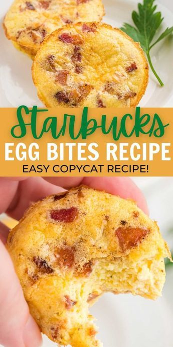 Starbucks Egg Bites, Eating On A Dime, Egg Bites Recipe, Egg Muffin, Copycat Starbucks Recipes, Breakfast Bites, Egg Bites, Starbucks Recipes, Breakfast Items