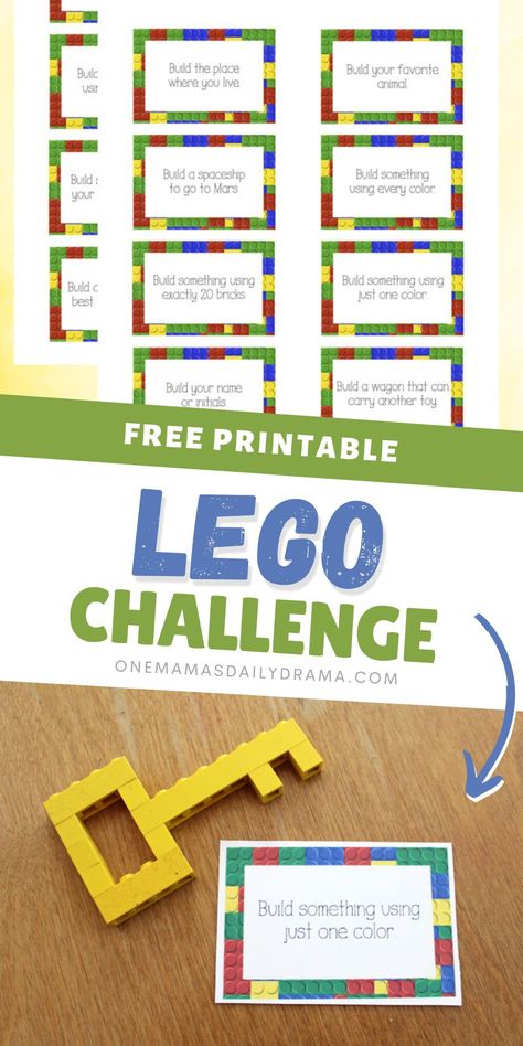 Pre K Lego Activities, Lego Stem Challenge Cards, Lego Activity Cards, Printable Lego Cards, Lego Building Contest Ideas, Easter Lego Challenge, Lego Activity For Kids, Lego Day At School, Lego Build Challenge