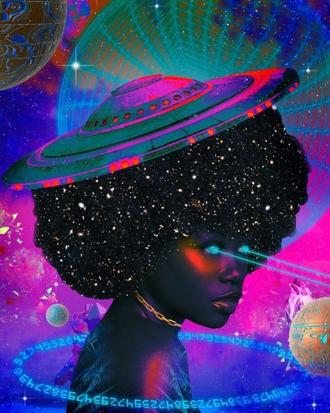 Portraying Black Power Through Afrofuturism Collage Creative, Afro Futurism, The Dominican Republic, Futurism, Fantasy Illustration, Black Power, Art Collage, Digital Collage, Art Poster