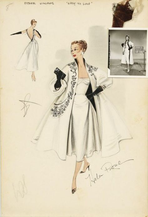 Vintage Fashion Sketches, Helen Rose, Istoria Modei, Costume Design Sketch, Esther Williams, Mode Retro, Hollywood Costume, Fashion Illustration Vintage, Vintage Dress Patterns