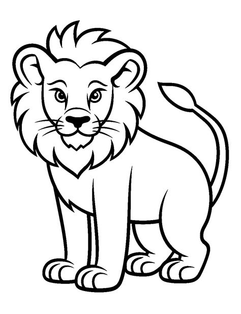 Animal Drawing For Beginners, Lion Colouring Picture, Lion Drawing Outline, Outline Drawings Animals, Outline Drawing Of Animals, Outline Of Animals, Lion Coloring Pages Free Printable, Animals Pictures For Kids Printables, Coloring Animals For Kids